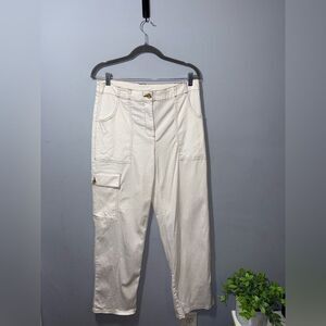Joie Women's Stretch Slim High Rise White Cargo Pants Size 10 EUC